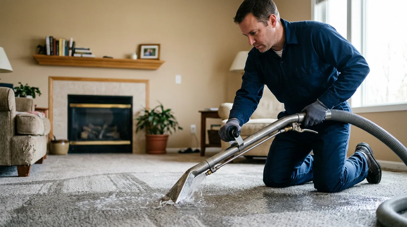 Water damage restoration technician working near Shutesbury, MA